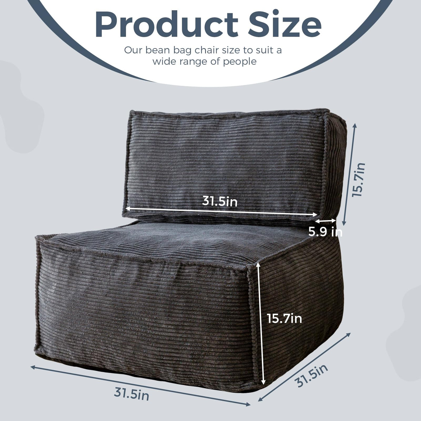 MAXYOYO 4 in 1 Modular Bean Bag Sofa, Multi-Function Corduroy Bean Bag Chair, Floor Cushion, Pouf, Foot Stool (Dark Grey)
