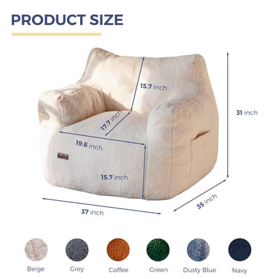 MAXYOYO Bean Bag Chair, Tufted Bean Bag Chair with Boucle Fabric, Comfy Lazy Sofa with Filler for Adults Teens, Beige