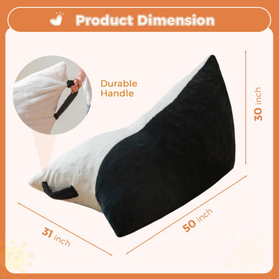 MAXYOYO Kids Bean Bag Chair - 2-Tone Handle Design, High-Density Foam Floor Lounger, Black & White