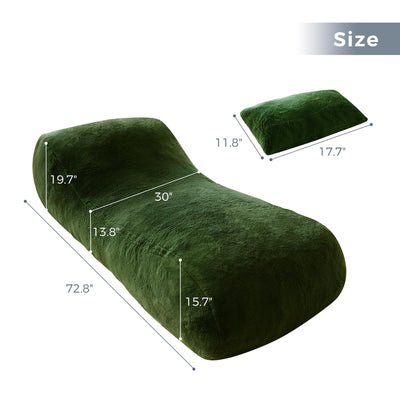 MAXYOYO Bean Bag Bed with Pillow, Chaise Lounge Chair Indoor, Green
