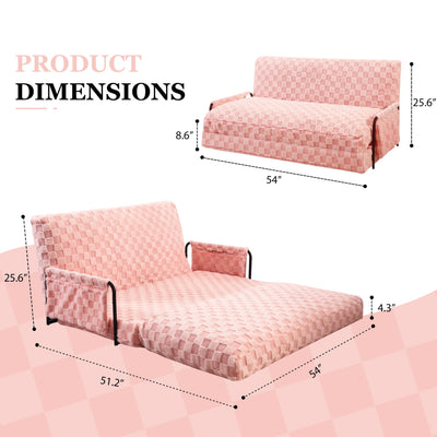 MAXYOYO Adjustable Lazy Floor Sofa, 5-Position Foldable Sleeper Chair with Armrest for Reading, Pink