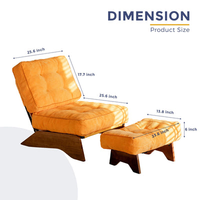 MAXYOYO Adjustable Accent Chair with Ottoman, Tufted Lounge Chair Set, Orange
