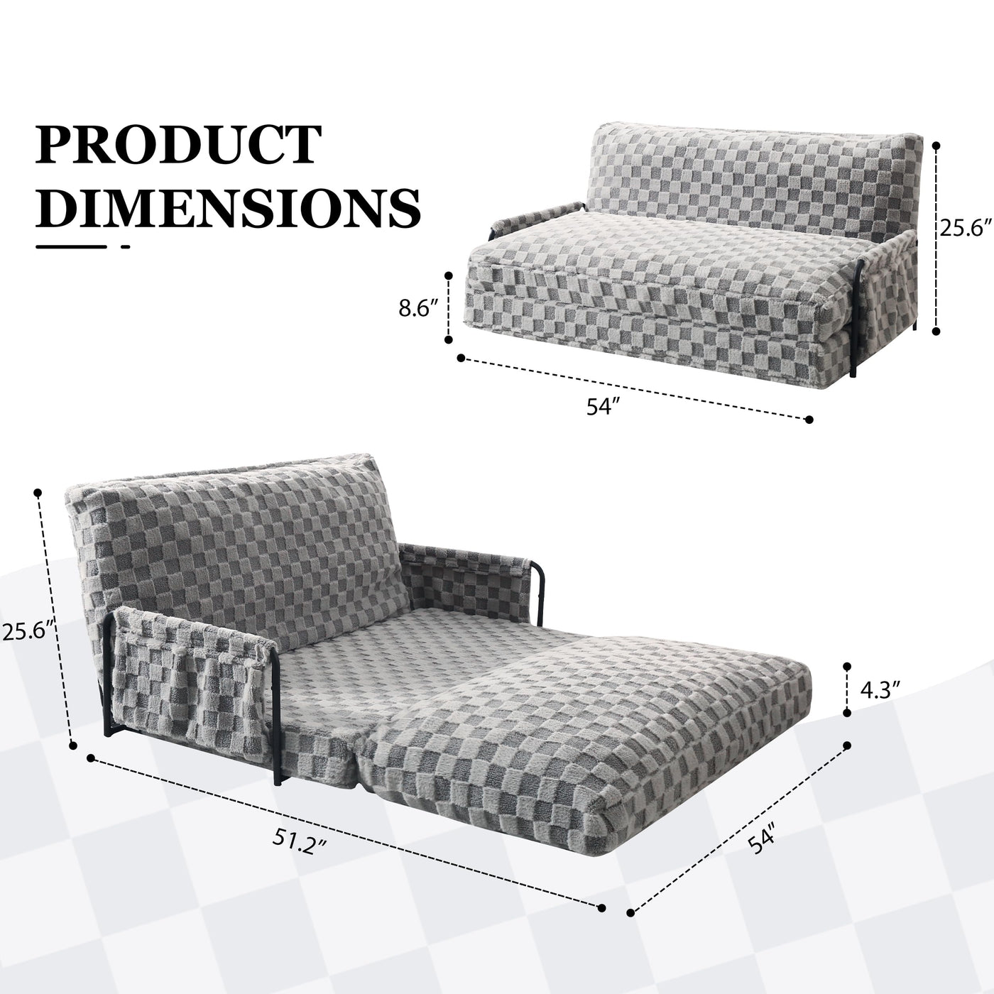 MAXYOYO Adjustable Lazy Floor Sofa, 5-Position Foldable Sleeper Chair with Armrest for Reading, Grey
