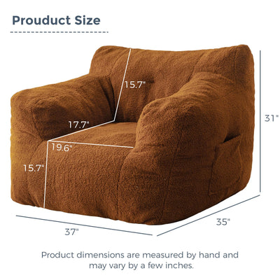 MAXYOYO Sherpa Bean Bag Chair, Boucle Tufted Bean Bag Couch, Living Room Bean Bag Lazy Sofa for Adults Kids, Dark Coffee