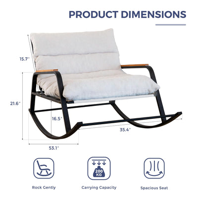 MAXYOYO Boucle Rocking Chair with Adjustable Backrest, Extra-Wide Glider for Living Room, Nursery & Outdoor (Beige)
