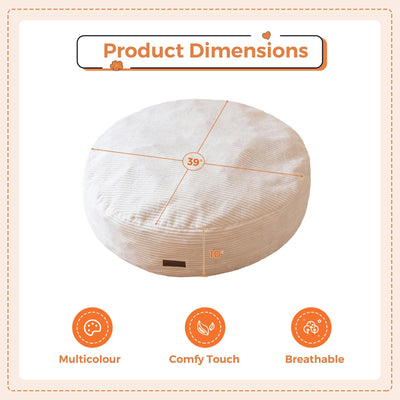 MAXYOYO 3-in-1 Kids Convertible Bean Bag Chair & Bed, Corduroy Round Child Floor Sofa for Gaming, Reading, Beige