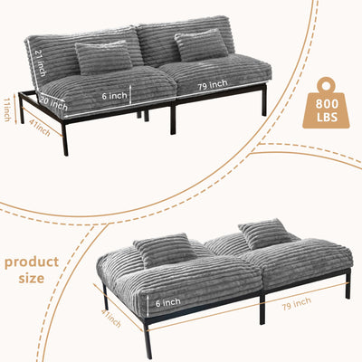 MAXYOYO Futon Sofa Bed Couch, Convertible Sleeper Sofa Bed, Futon Couch for Living Room, Grey