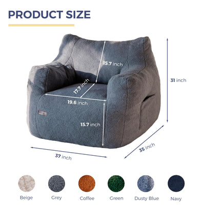 MAXYOYO Bean Bag Chair, Tufted Bean Bag Chair with Boucle Fabric, Comfy Lazy Sofa with Filler for Adults Teens, Dusty Blue