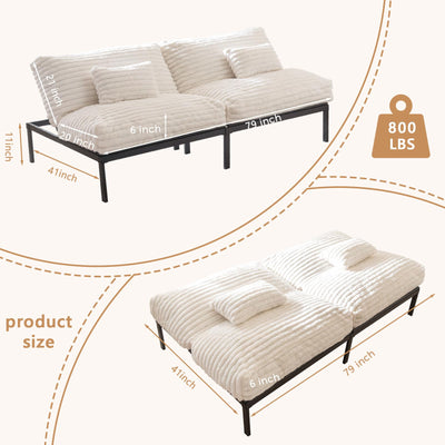 MAXYOYO Futon Sofa Bed Couch, Convertible Sleeper Sofa Bed, Futon Couch for Living Room, White