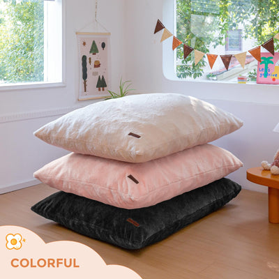 MAXYOYO 3 in 1 Kids Bean Bag Chair Bed, Faux Fur Child Floor Sofa for Gaming, Reading (Black)