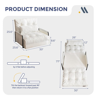 MAXYOYO Adjustable Floor Sofa Couch, Velvet Convertible Lazy Sofa Sleeper Bed with Pillow and Armrest, Single, Beige