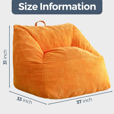 MAXYOYO Bean Bag Chair, Floor Sofa with Handle, Teens Living Room Accent Sofa Chair with Pocket for Gaming Reading Relaxing (Orange)