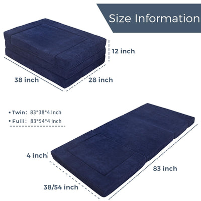 MAXYOYO Multifunctional Folding Sofa Bed, Portable Foldable Sleeper Sofa Floor Couch Futon Mattress for Guest Room, Navy