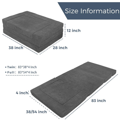MAXYOYO Multifunctional Folding Sofa Bed, Portable Foldable Sleeper Sofa Floor Couch Futon Mattress for Guest Room, Dark Grey