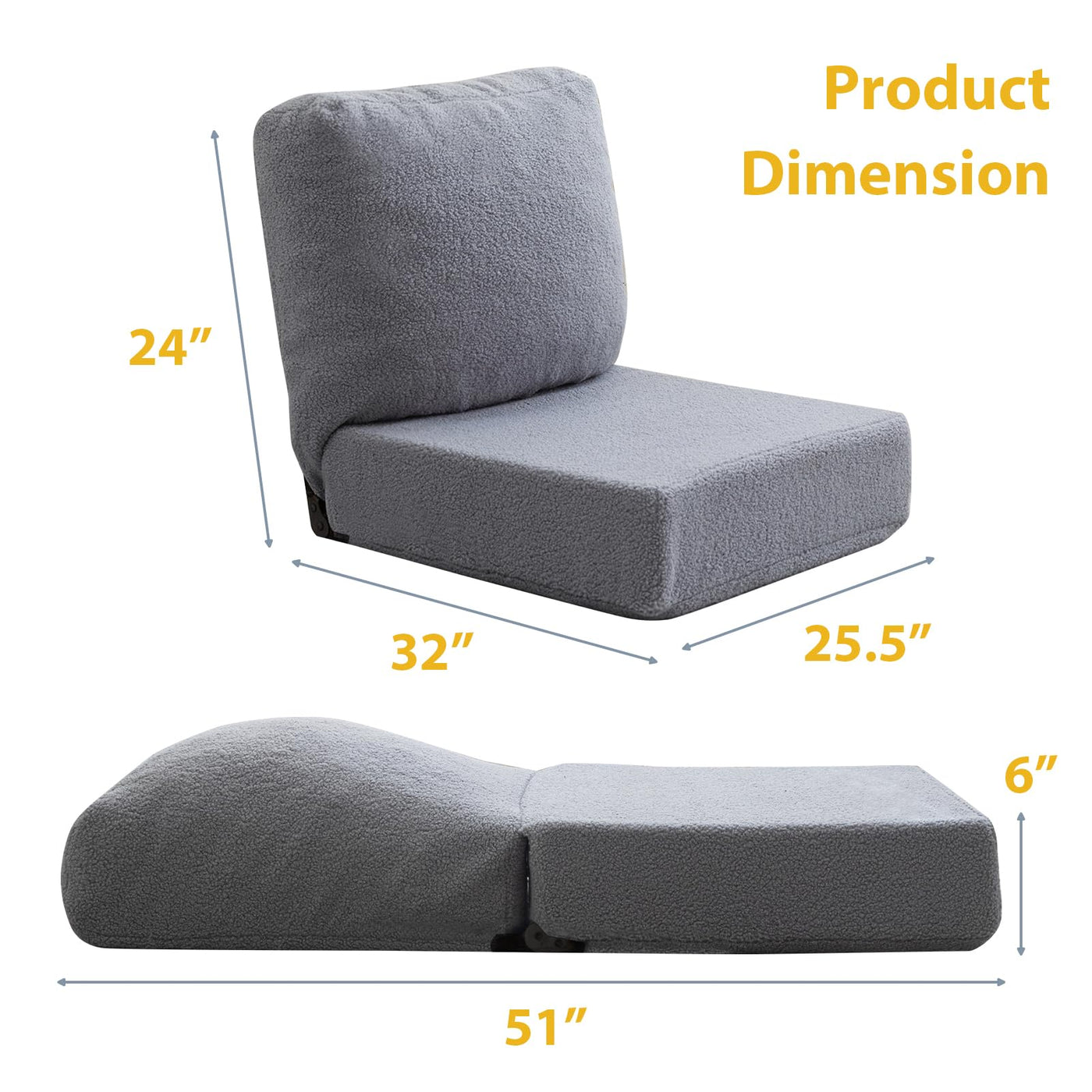 MAXYOYO Floor Chair with Adjustable Back Support, Floor Meditation Chair, Grey