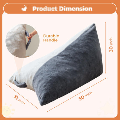 MAXYOYO Kids Bean Bag Chair - 2-Tone Handle Design, High-Density Foam Floor Lounger, Grey & White
