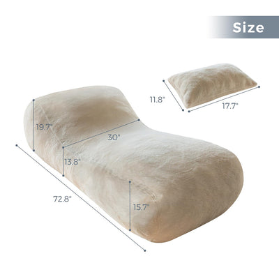 MAXYOYO Bean Bag Longer Chair with Pillow, Biomechanical Floor Chair Lounger, Beige