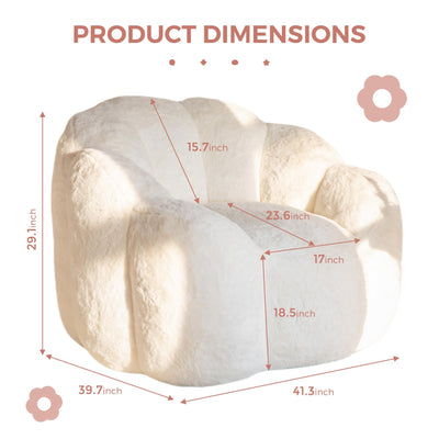 MAXYOYO Bean Bag Chair, Floral Shape Ultra Soft Faux Fur Petal Back Sofa for Adults, Single Size (Beige)