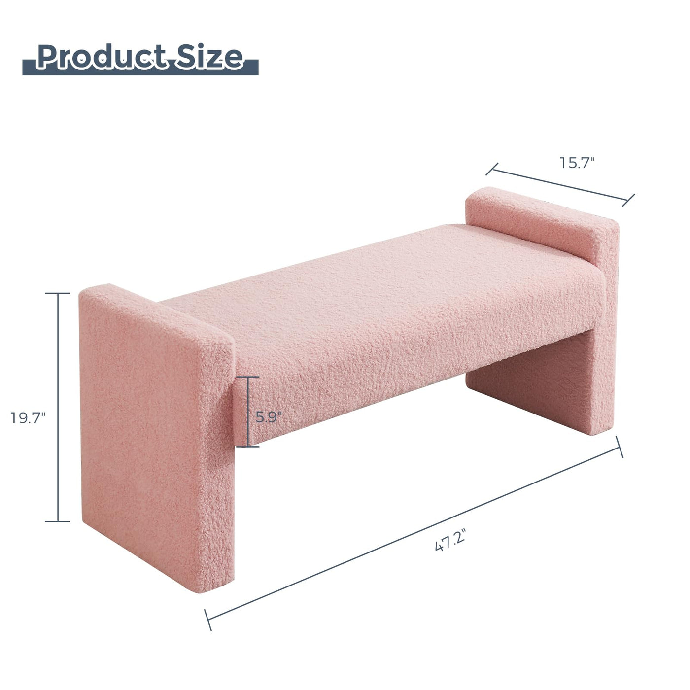 MAXYOYO End of Bed Bench, 47.2" Modern Bedroom Bench Upholstered Fabric Bench, Pink