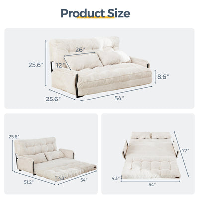 MAXYOYO Adjustable Floor Sofa Bed with 2 Pillows, Multi-Functional Bean Bag Sleeper Bed with Armrest for Reading Gaming, Beige