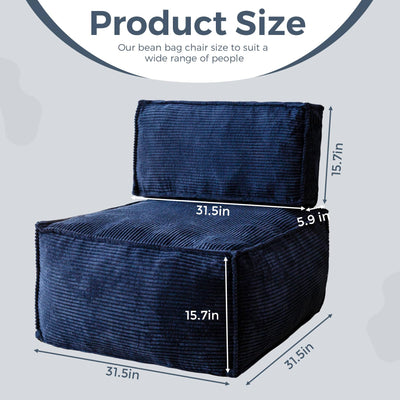 MAXYOYO 4 in 1 Modular Bean Bag Sofa, Multi-Function Corduroy Bean Bag Chair, Floor Cushion, Pouf, Foot Stool (Navy)
