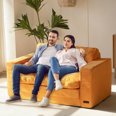 MAXYOYO Convertible Sofa Bed - Pull Out Loveseat Sleeper Sofa, Orange