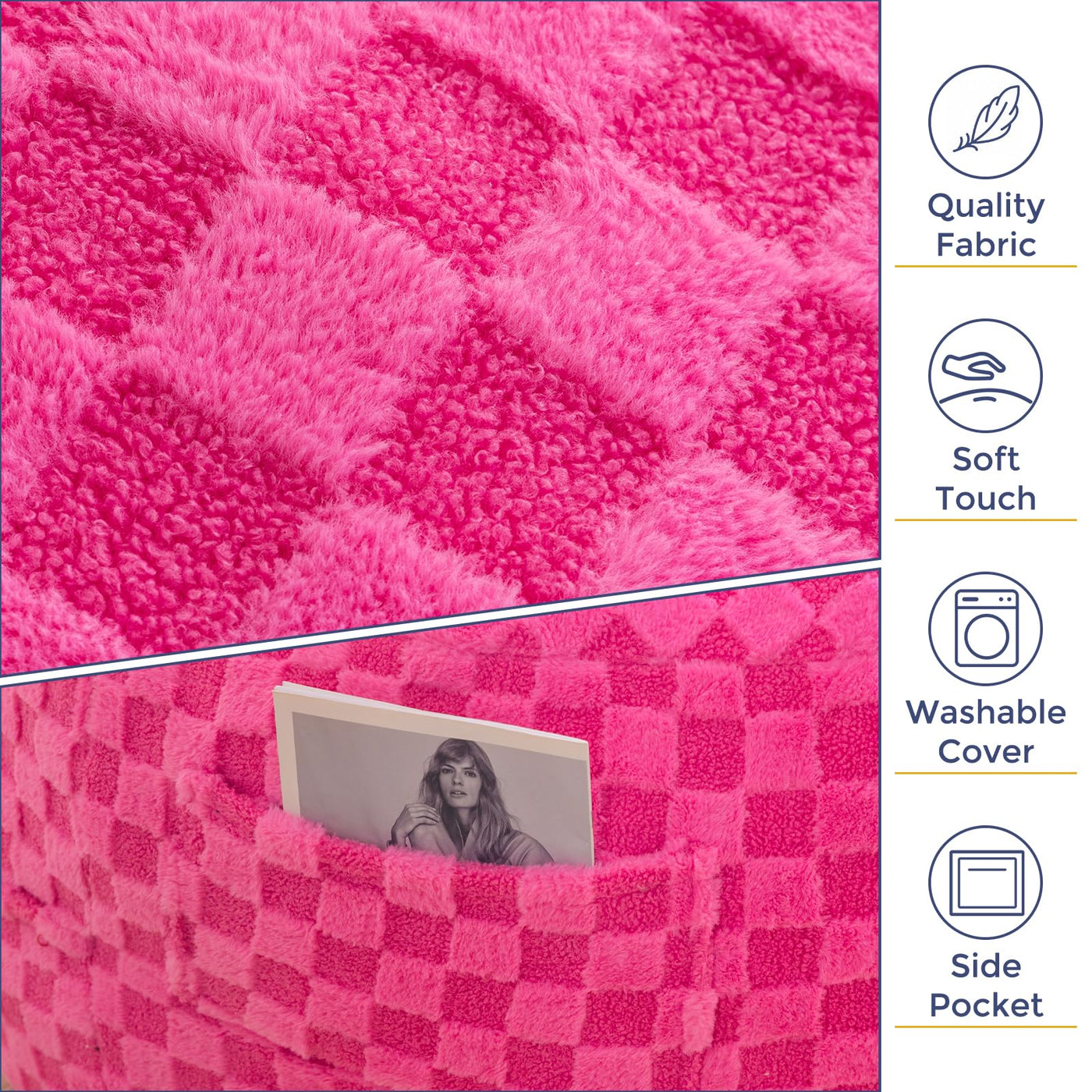 MAXYOYO Bean Bag Chair for Adults, Ultra Soft Fur Lazy Sofa for Living Room Bedroom, Pink