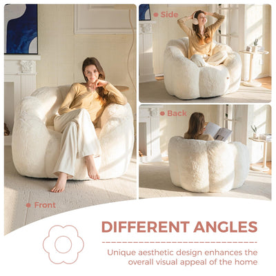 MAXYOYO Bean Bag Chair, Floral Shape Ultra Soft Faux Fur Petal Back Sofa for Adults, Single Size (Beige)