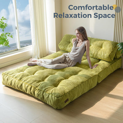 MAXYOYO Folding Sofa Bed, Convertible Sleeper Chair with Pilow Foldable Matress with Back Support(Double),Green