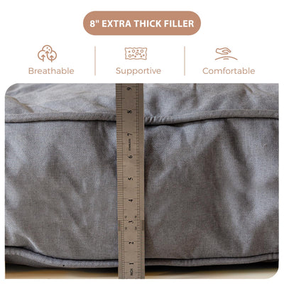 MAXYOYO 8" Thick Futons Sofa Couch Bed, Linen Tufting Futon Mattress for Adults (Mattress Only), Grey