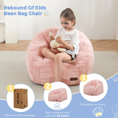 MAXYOYO Bean Bag Chair for Kids, Shell Shaped Bean Bag Couch for Boys and Girls, Pink