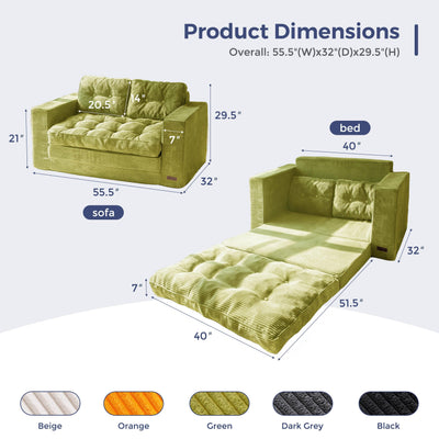 MAXYOYO Convertible Sofa Bed - 2 in 1 Folding Couch Bed, Green