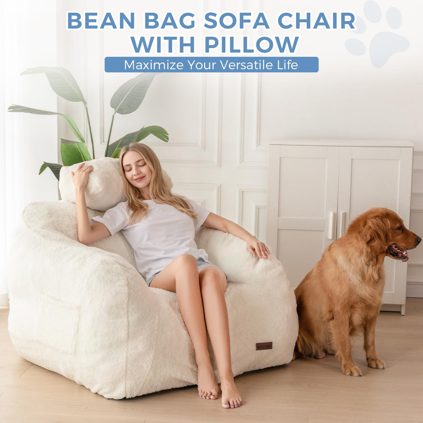 Bean Bag Fur Chair Sofa Bean Bag XXXL Size Without Beans Home Decor Black |  eBay