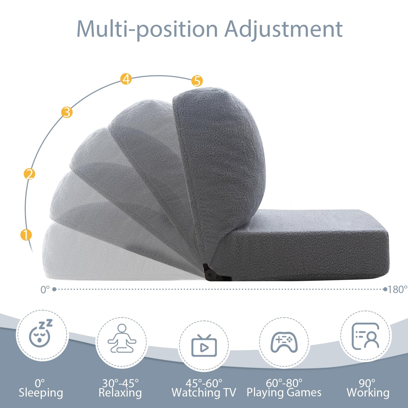 MAXYOYO Floor Chair with Adjustable Back Support, Floor Meditation Chair, Grey