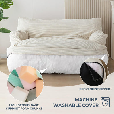 MAXYOYO Oversized Bean Bag Chair for Adults, 2-Seater Loveseat  Bean Bag Couch with Filler for Living Room, Beige