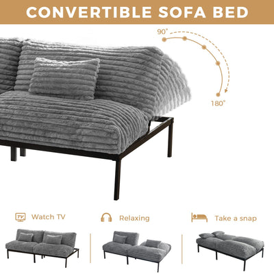 MAXYOYO Futon Sofa Bed Couch, Convertible Sleeper Sofa Bed, Futon Couch for Living Room, Grey
