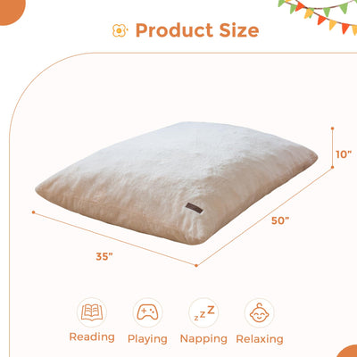 MAXYOYO 3 in 1 Kids Bean Bag Chair Bed, Faux Fur Child Floor Sofa for Gaming, Reading (Beige)