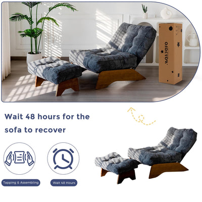 MAXYOYO Adjustable Accent Chair with Ottoman, Tufted Lounge Chair Set, Dark Grey