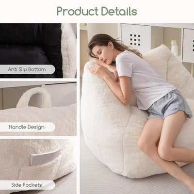 MAXYOYO Bean Bag Chairs for Adults and Kids/Teens, Floor Sofa with Handle for Gaming Reading Relaxing, Beige