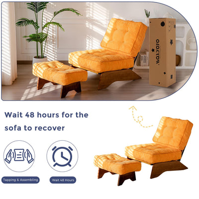 MAXYOYO Adjustable Accent Chair with Ottoman, Tufted Lounge Chair Set, Orange