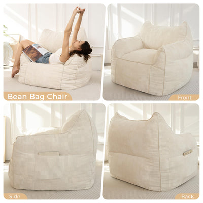 MAXYOYO Bean Bag Chair Sofa High-Density Foam Filled BeanBag Chairs, Beige