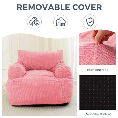 MAXYOYO Giant Bean Bag Chair, Stuffed Bean Bag Couch with Armrests for Living Room, Pink