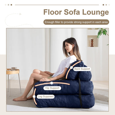 MAXYOYO Folding Couch Sofa Bed, Convertible Sleeper Chairs with Back Support and Pillow, Navy