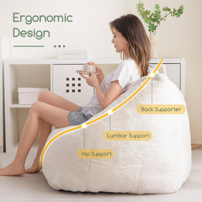MAXYOYO Bean Bag Chairs for Adults and Kids/Teens, Floor Sofa with Handle for Gaming Reading Relaxing, Beige