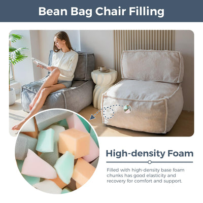 MAXYOYO 4 in 1 Modular Bean Bag Chair, Sherpa Bean Bag Floor Sofa Convertible Floor Cushion, Floor Pouf (Beige)