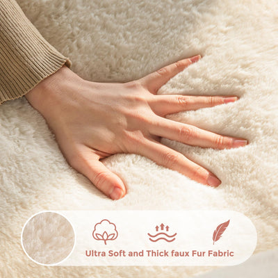 MAXYOYO Bean Bag Chair, Floral Shape Ultra Soft Faux Fur Petal Back Sofa for Adults, Single Size (Beige)