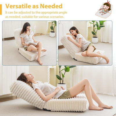 MAXYOYO Floor Chair with Adjustable Back Support, Folding Sofa Meditation Chair with Thick Cushion, Beige