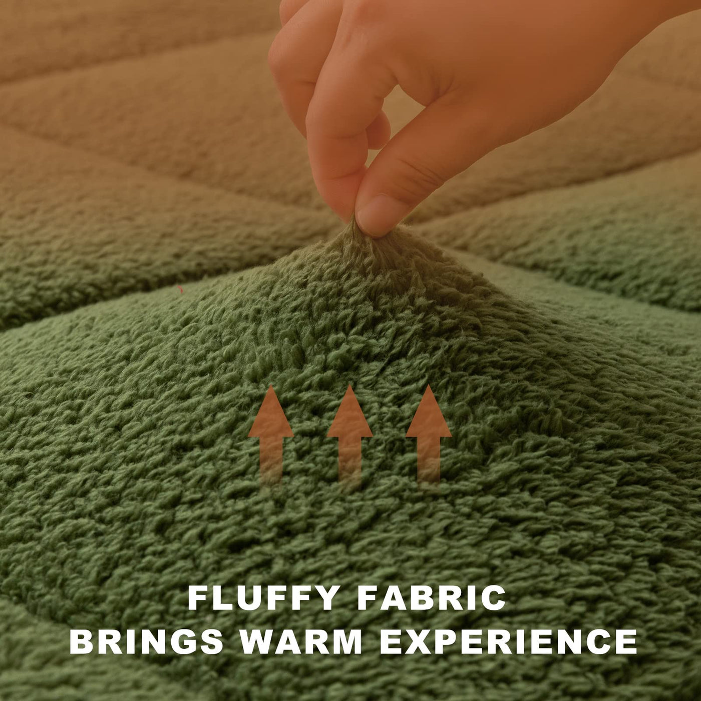 MAXYOYO Sherpa Fleece Padded Japanese Floor Mattress, Fluffy Wool-Like Fleece Floor Mattress for All Seasons, Green
