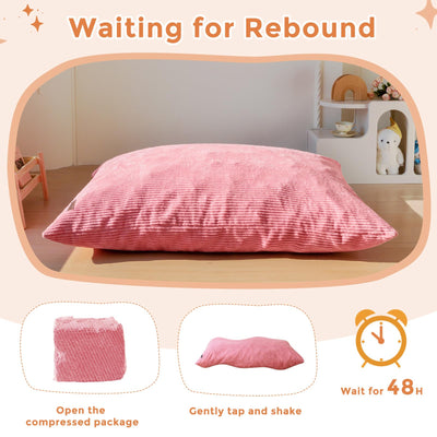 MAXYOYO 3-in-1 Kids Convertible Bean Bag Chair & Bed, Child Floor Sofa for Gaming, Reading, Pink