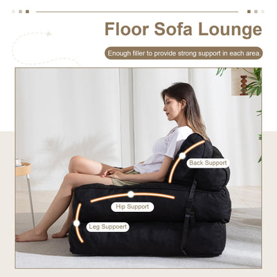 MAXYOYO Folding Couch Sofa Bed, Convertible Sleeper Chairs with Back Support and Pillow, Black